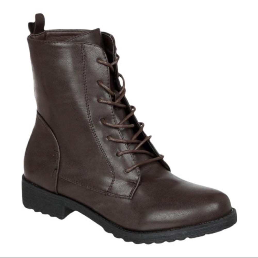 NIB Catherine Malandrino Booney Lace Up Brown Vegan Leather Combat Boots 8 - Picture 13 of 13